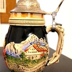 1950s Vtg Western Germany Beer Stein Ceramic Art.